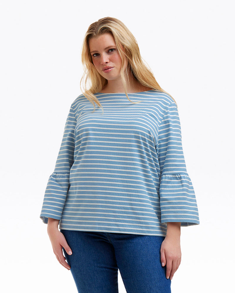 Corey Bell Sleeve Top in Blue Mariner Stripe