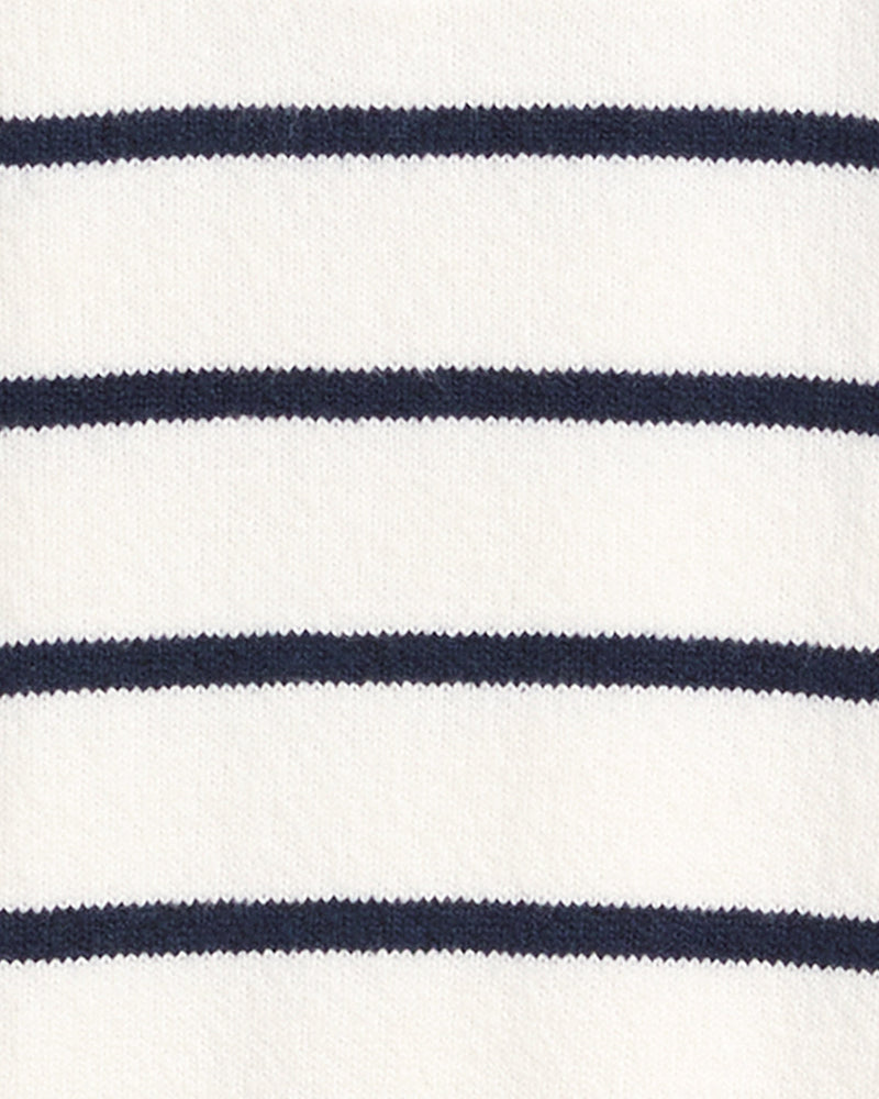 Striped Quarter Zip Sweater in Mariner Stripe