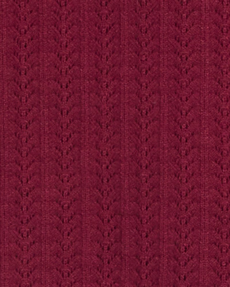 Short Sleeve Sweater in Red Pointelle