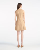 Sienna Sleeveless V-Neck Mini Dress in Croissant