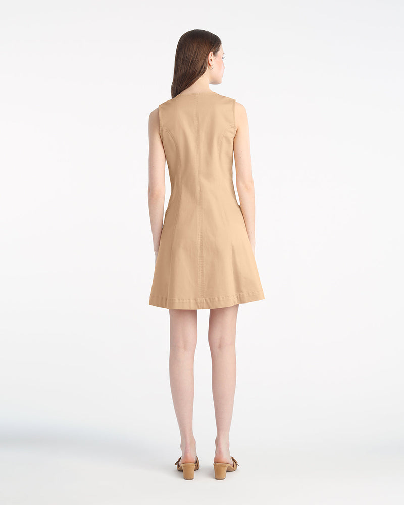 Sienna Sleeveless V-Neck Mini Dress in Croissant