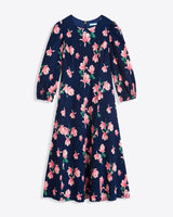 Matilda Crewneck Midi Dress in Magnolia Buds