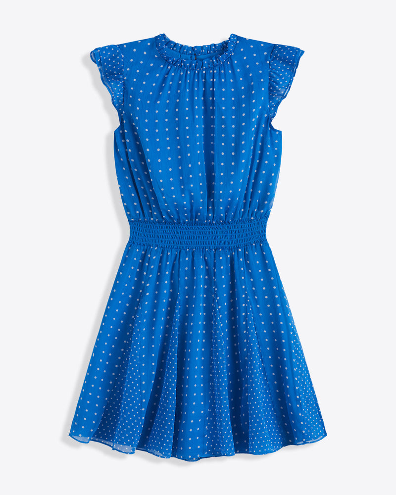Camellia Mini Dress in Blue Dots