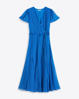 Daphne Wrap Dress in Royal Blue Polka Dot
