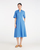 Annika Midi Shirtdress in Textured Cotton