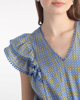 Gabby Mini Dress in Blue Dots