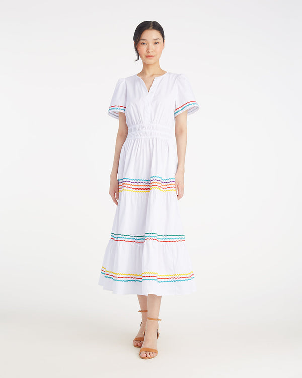 Hollie Midi Dress in Rainbow Ric Rac