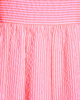 Carrie Midi Dress in Pink Seersucker