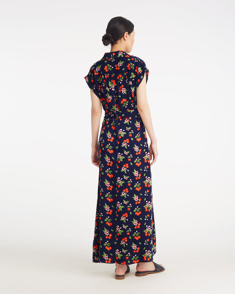 Devin V-Neck Midi Dress in Cherry Blossom