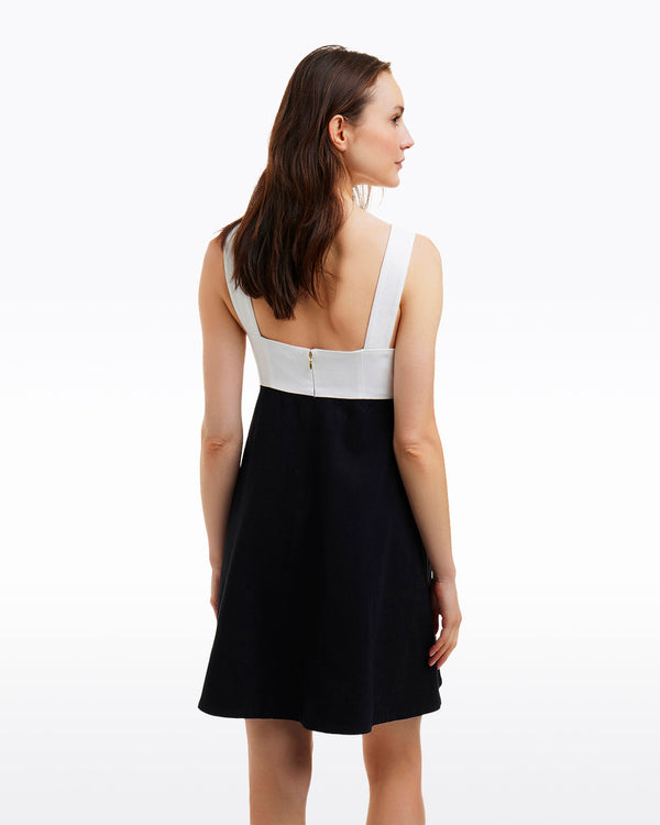 Henrietta Mini Dress in Black and White
