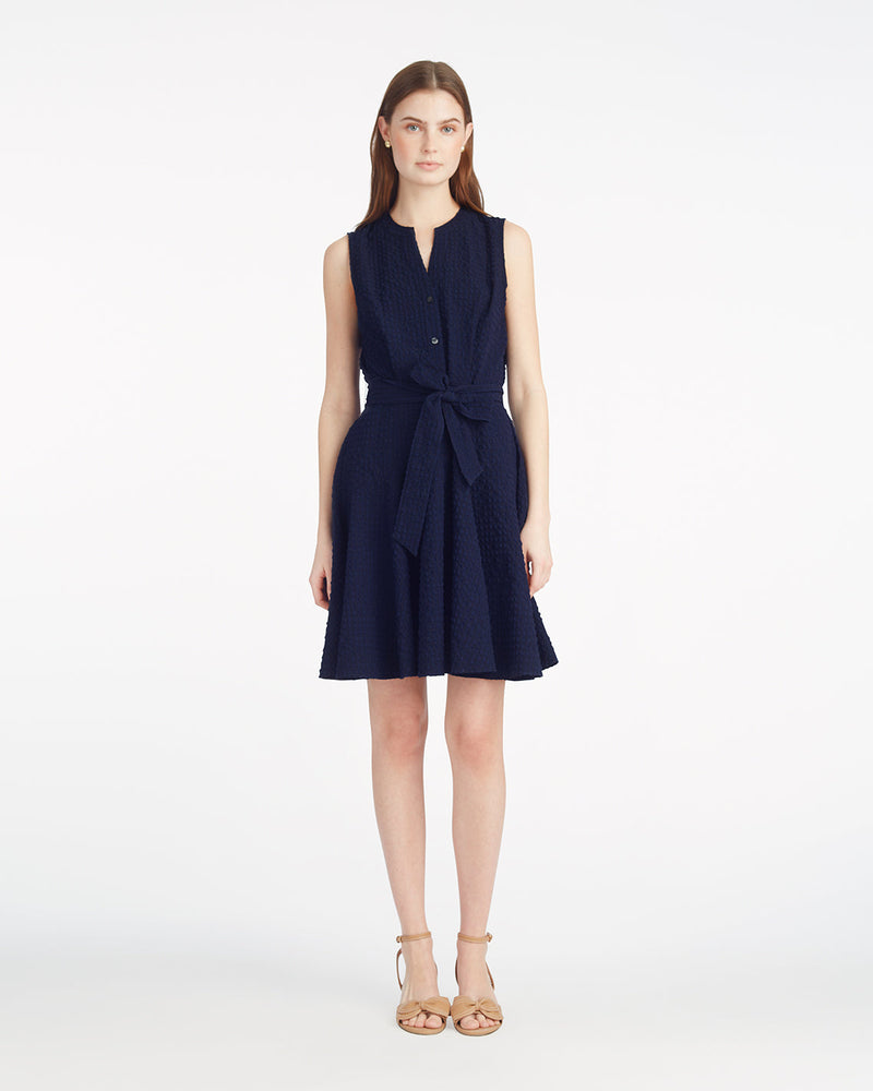 Avery Sleeveless Shirtdress in Seersucker