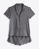 Scallop Sara Pajama Set in Navy Gingham