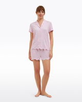 Scallop Sara Pajama Set in Pink Gingham