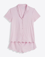 Scallop Sara Pajama Set in Pink Gingham