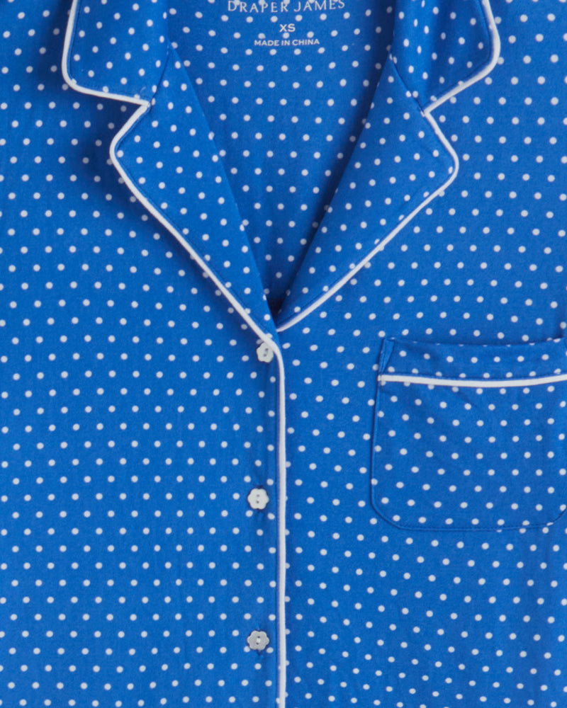 Linda Pajama Set in Blue Polka Dot