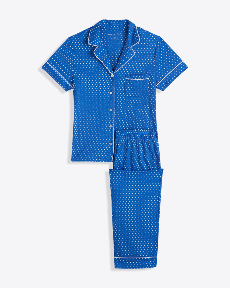 Linda Pajama Set in Blue Polka Dot
