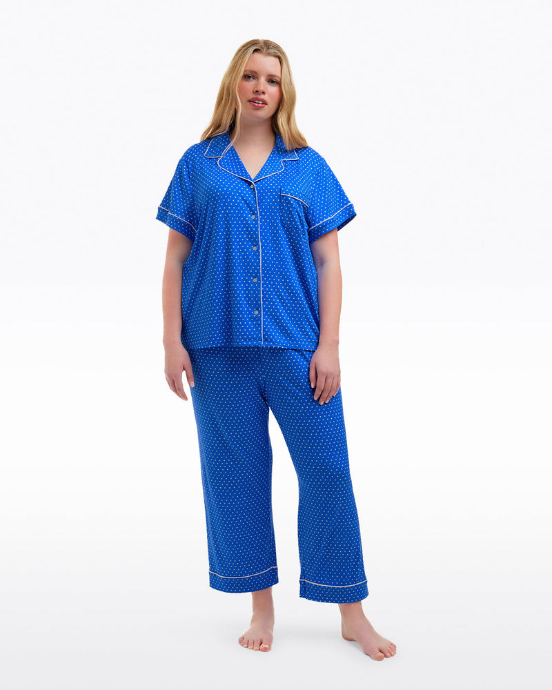 Linda Pajama Set in Blue Polka Dot