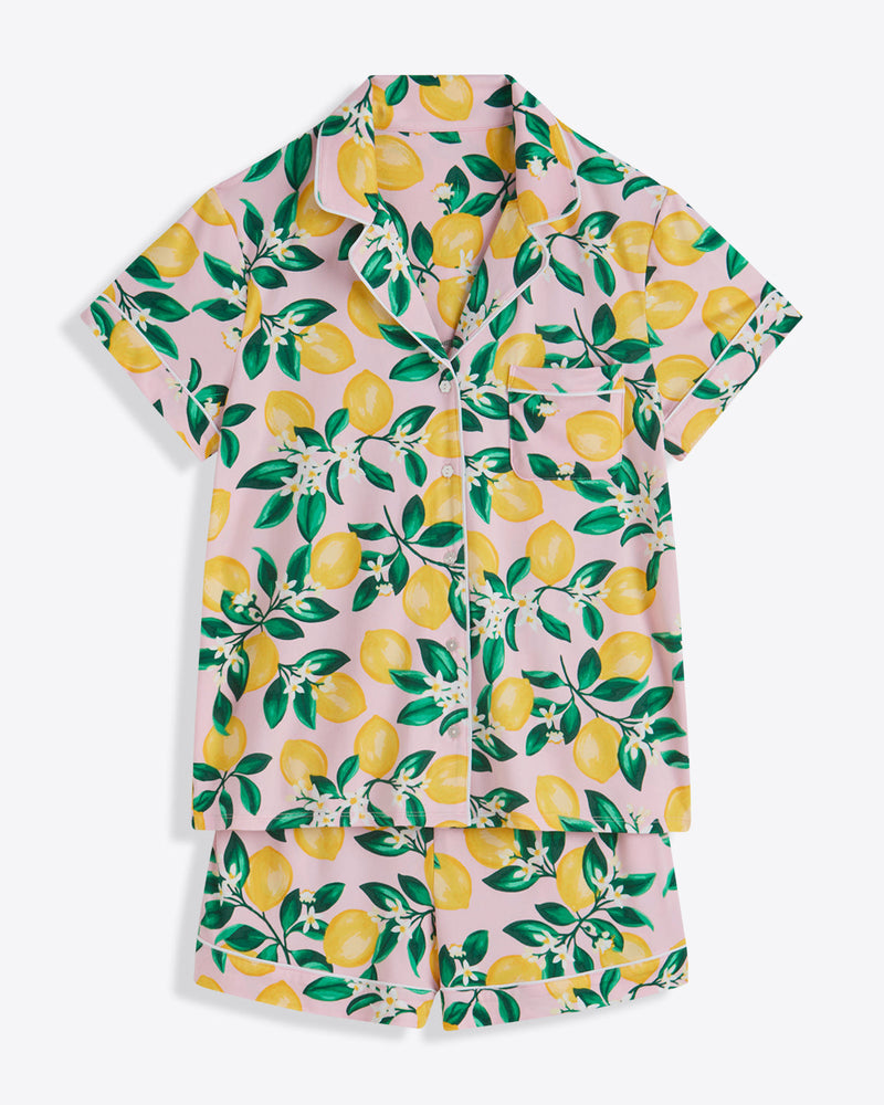 Sara Pajama Set in Pink Lemon Blossom