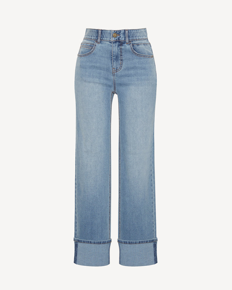 Straight Leg Cuffed Denim
