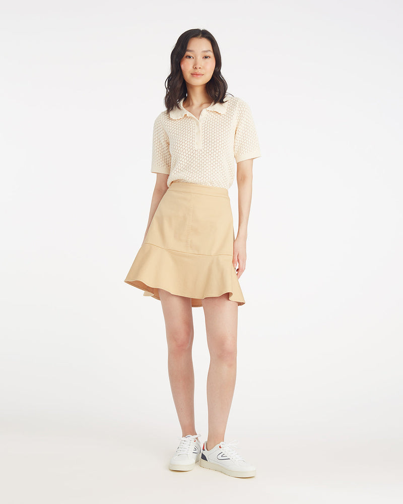 Peplum Mini Skirt in Croissant
