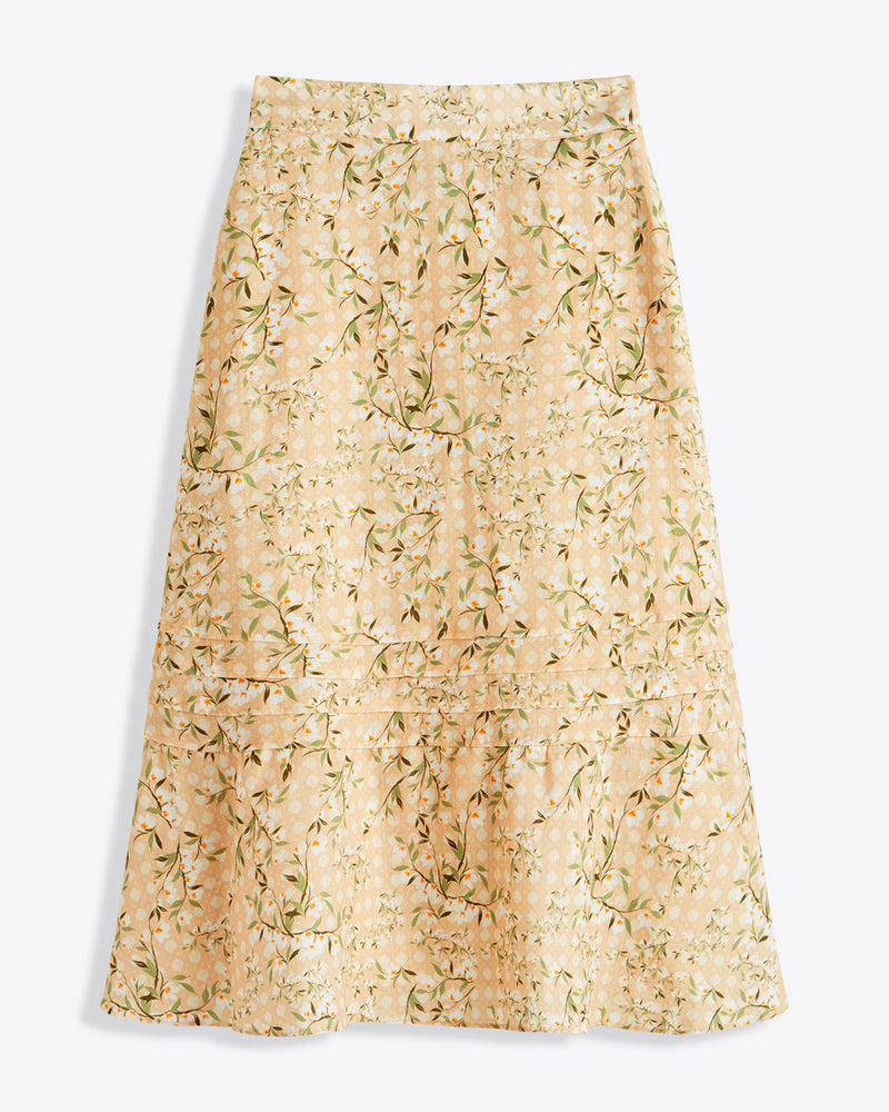 Midi Skirt in Floral Rattan