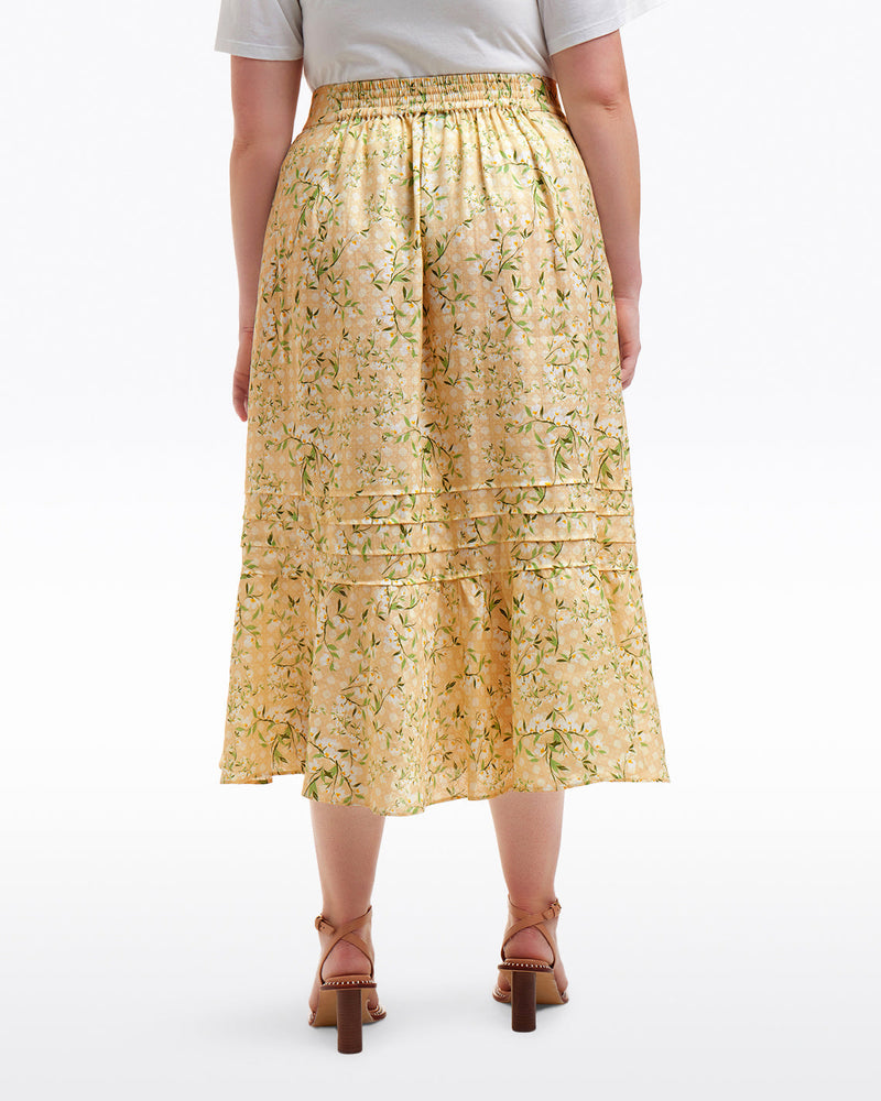 Midi Skirt in Floral Rattan