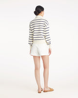 Striped Quarter Zip Sweater in Mariner Stripe
