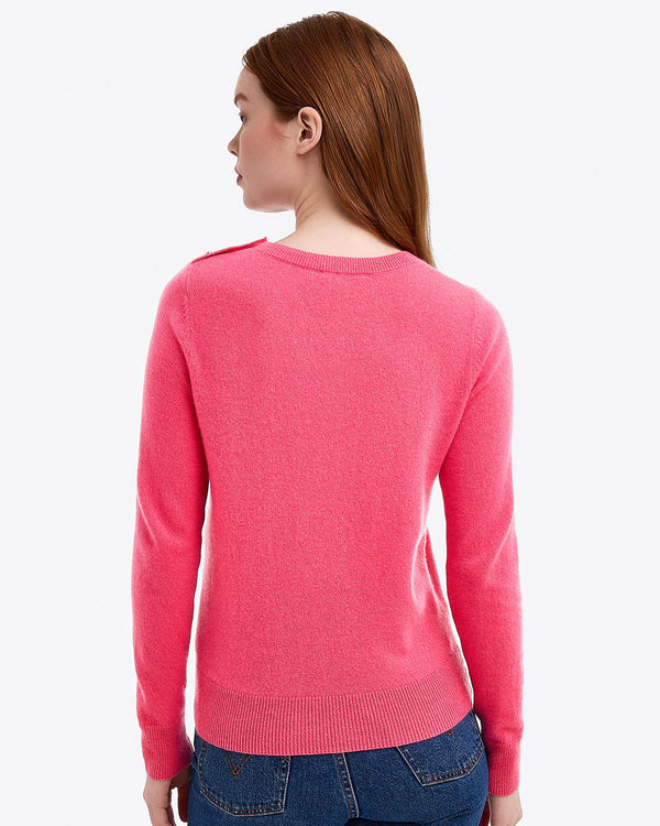 Button Shoulder Cashmere Sweater