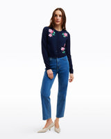 Embroidered Crewneck Cardigan