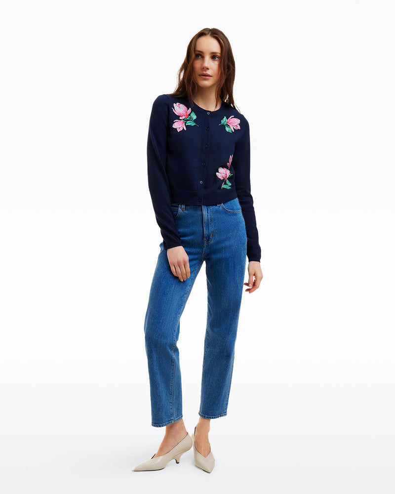 Embroidered Crewneck Cardigan