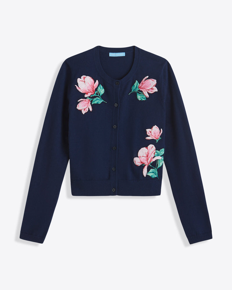 Embroidered Crewneck Cardigan