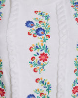 Short Sleeve Sweater with Floral Embroidery