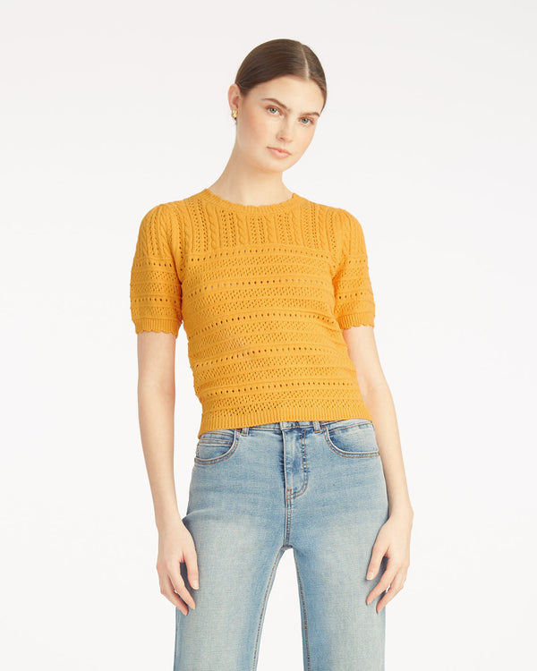 Short Sleeve Pointelle Sweater