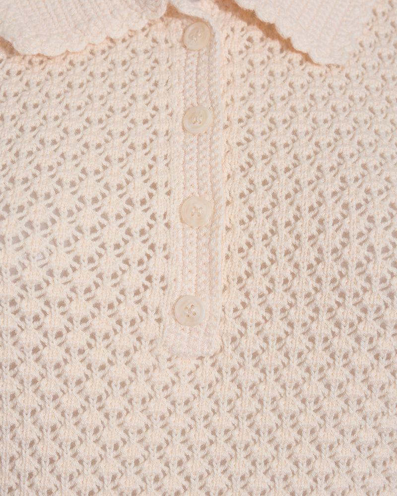 Sweater Polo with Scalloped Collar