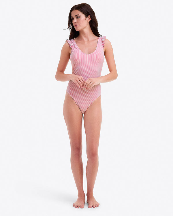 Seersucker Ruffle Tank One Piece