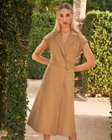 Tatum Midi Shirtdress in Croissant