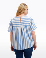 Flutter Sleeve Top in Wave Stripe
