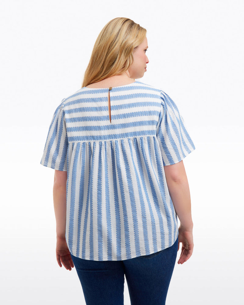 Flutter Sleeve Top in Wave Stripe
