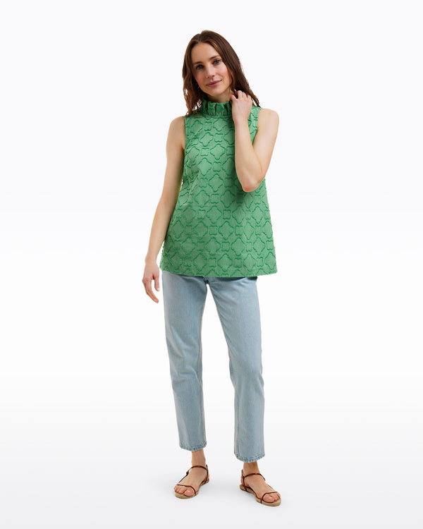 Sleeveless Ingrid Top in Textured Stripe