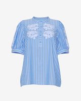 Puff Sleeve Top with Floral Embroidery
