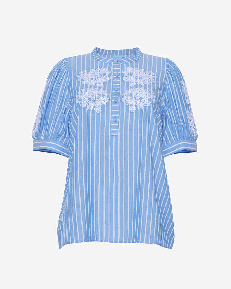 Puff Sleeve Top with Floral Embroidery