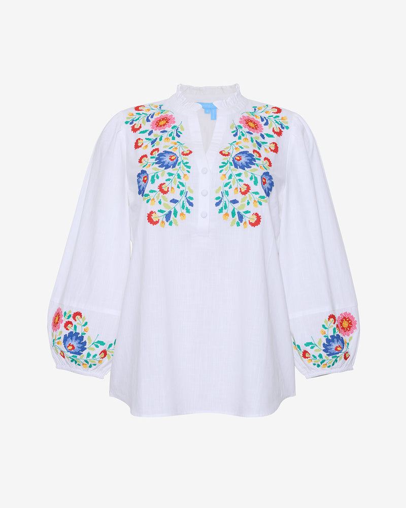 Long Sleeve Top with Floral Embroidery