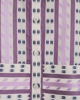Short Sleeve Cropped Button Down in Dotted Stripes Jacquard