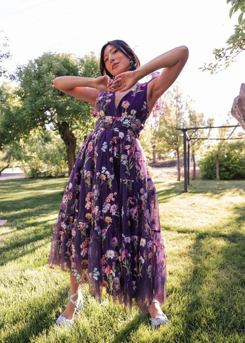 Margaret Midi Dress Purple
